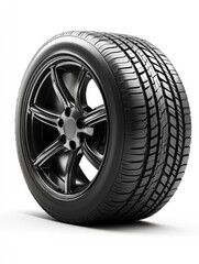 Obraz premium Single Tire Isolated on a Pure White Background - Ideal for Transportation and Automotive Themes