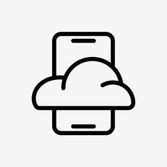 Icon Line Cloud system and smartphone. Technology and system concept,  Outline style.