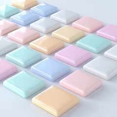 Fototapeta premium Colorful Pastel Tiles Arranged in a Modern Pattern on White Background