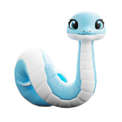 Chibi Snake Character 3D Model. Cute 3D Snake Character Animation with coiled body upright. Cartoon Illustration