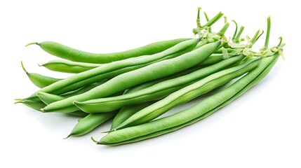 Fototapeta premium Green beans stacked closely food mockup wide shot photo. AI Generated