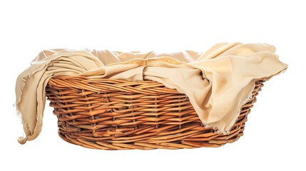 The Appealing Laundry Basket with Clean Clothes on White Background: A Symbol of Housework and Cleaning Chores Done Well.