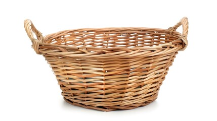 The Appealing Laundry Basket with Clean Clothes on White Background: A Symbol of Housework and Cleaning Chores Done Well.