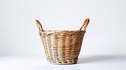 The Appealing Laundry Basket with Clean Clothes on White Background: A Symbol of Housework and Cleaning Chores Done Well.
