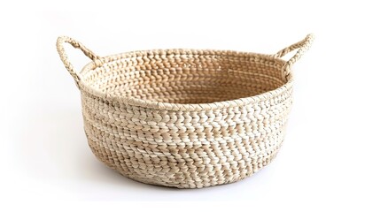 Obraz premium The Appealing Laundry Basket with Clean Clothes on White Background: A Symbol of Housework and Cleaning Chores Done Well.