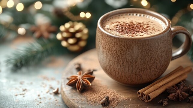 Warm cocoa drink perfect for winter holidays.