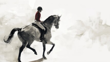 Elegant equestrian: A rider and their majestic grey horse in perfect harmony, a moment of grace and skill.
