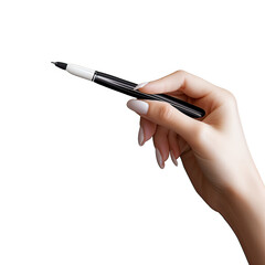 Female hand with a digital pen on white background