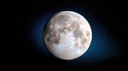 Fototapeta premium Mesmerizing full moon hanging in the starry night sky casting its ethereal glow over the cratered lunar surface