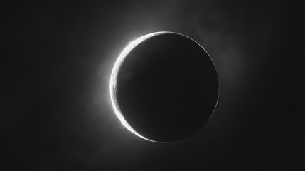 Obraz premium Crescent Moon in Dark Space - Minimalist Cosmic Art