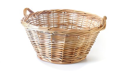 Fototapeta premium The Appealing Laundry Basket with Clean Clothes on White Background: A Symbol of Housework and Cleaning Chores Done Well.