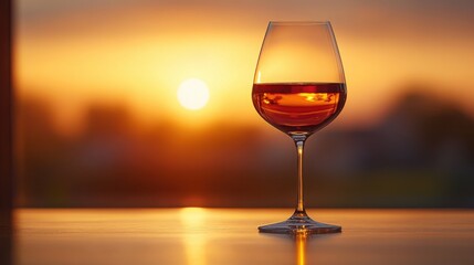 Sunset wine glass reflects golden hour beauty.