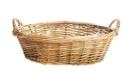 Fototapeta premium The Appealing Laundry Basket with Clean Clothes on White Background: A Symbol of Housework and Cleaning Chores Done Well.