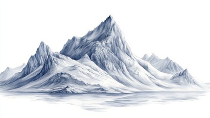 Drawing mountain with deep sea art nature tranquility.