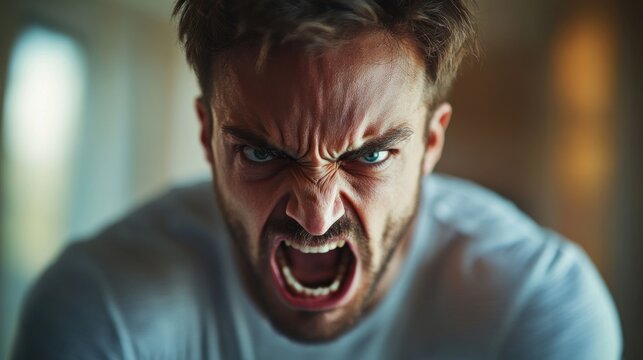 A Close-Up Portrait of a Man's Angry Face