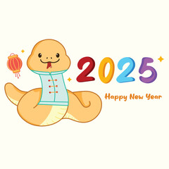Cute Hand Drawn Vector Cartoon Illustration Chinese year of Snake Lunar New Year 