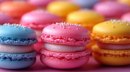 Fototapeta premium Colorful macarons sweet dessert bakery treat.