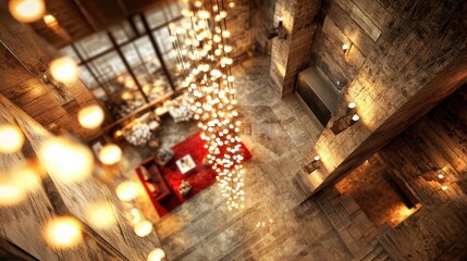 Obraz premium Elegant interior design showcase modern loft photography urban environment aerial view contemporary aesthetics