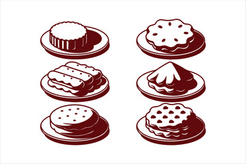 Vector Biscuits and Cookies, Cookies Illustrations, Biscuits silhouette image,  