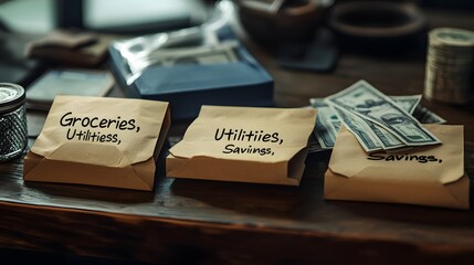 Budgeting and Savings Concept with Envelopes and Cash