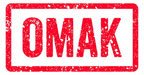 Omak Stamp Transparent Seal, Red Grunge Omak Word Rubber Stamp Seal