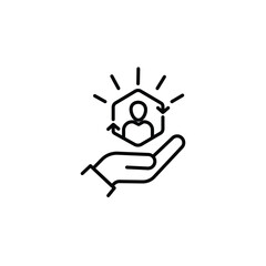 customer care icon in thin line style, customer inclusive service, line symbol isolated on white background