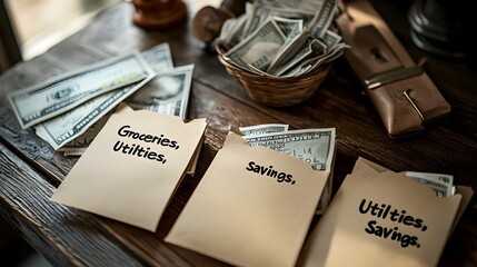 Budgeting and Savings Concept with Envelopes and Cash