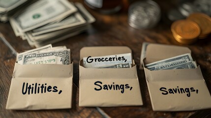 Budgeting and Savings Concept with Envelopes and Cash