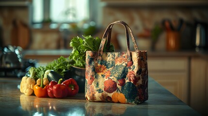 Fresh Produce and Healthy Ingredients in Kitchen