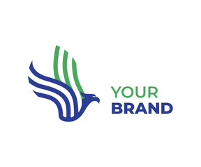 Eagle fly in stripes icon logo design illustration