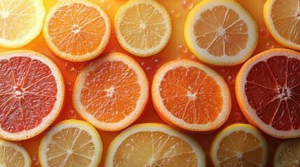 Obraz premium Juicy citrus fruit slices background.