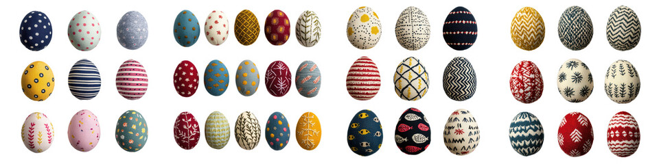 Colorful Assortment of Artfully Designed and Painted Easter Eggs in a Flatlay Composition
