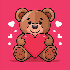 Teddy bear with a heart Vector illustration Ai Generated