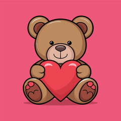 Teddy bear with a heart Vector illustration Ai Generated