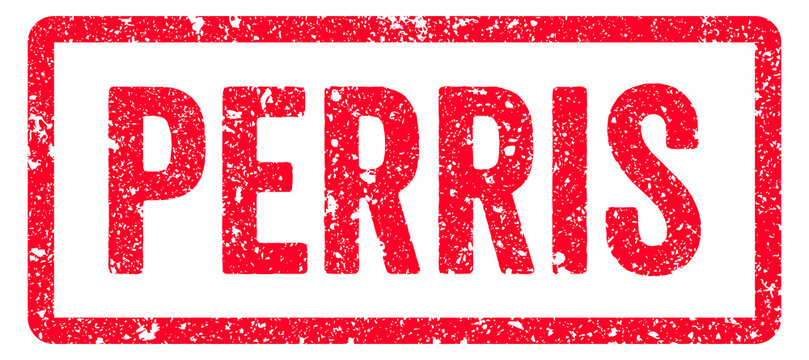 Perris Stamp Transparent Seal, Red Grunge Perris Word Rubber Stamp Seal