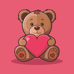 Obraz premium Teddy bear with a heart Vector illustration Ai Generated