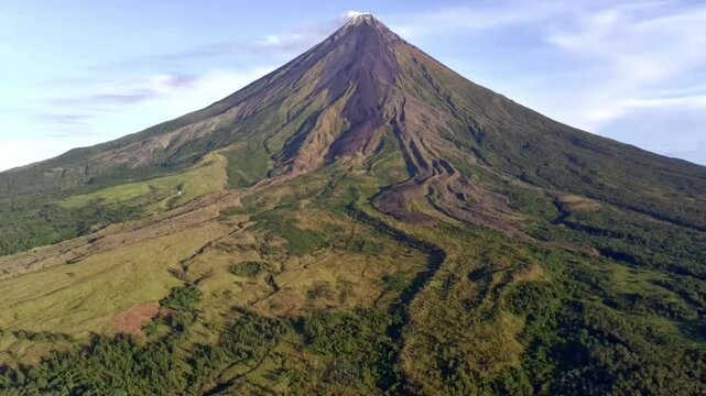 Mayon Volcano full beauty in the front of mountain with a green forest in Legazpi City Albay Philippines