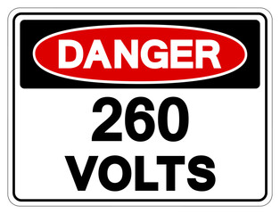 Danger 260 Volts Tag Symbol Sign,Vector Illustration, Isolate On White Background Label. EPS10