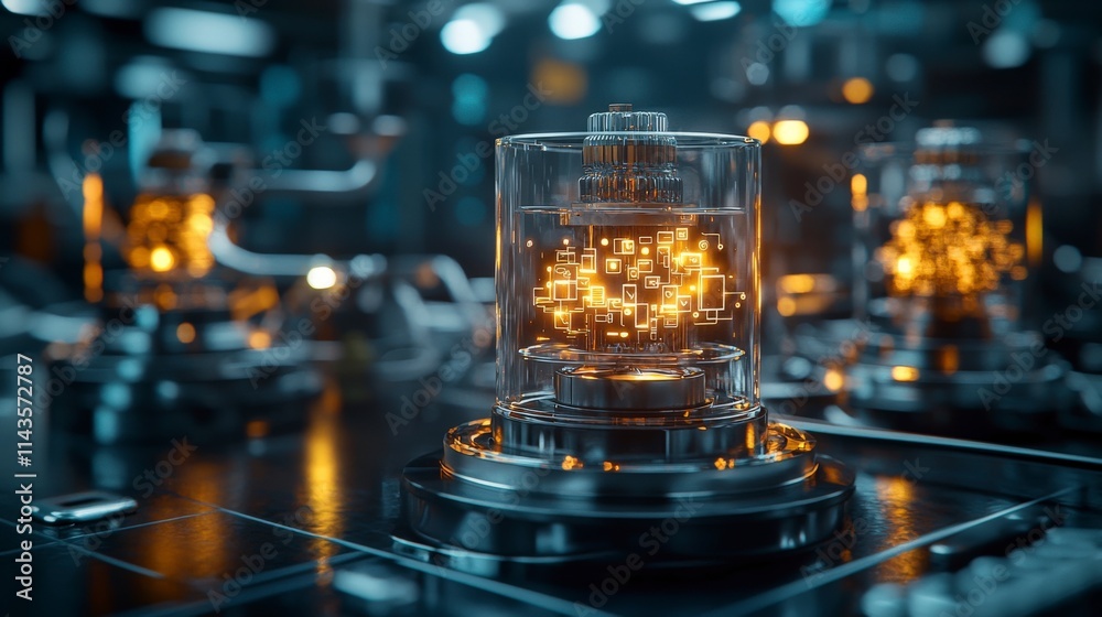 Aufkleber Exploring futuristic technology transformations in high-tech labs a close-up on digital content innovations