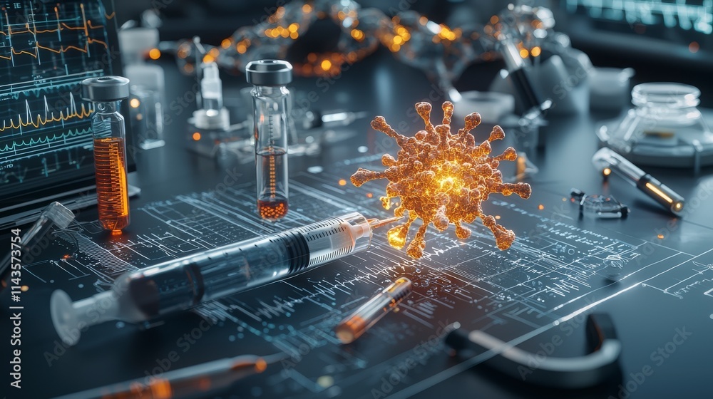 Poster innovative gene editing technology laboratory scientific visualization high-tech environment macro v