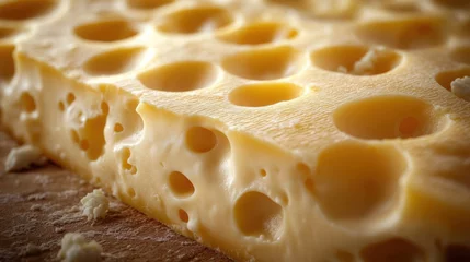 Close up of delicious Swiss cheese texture.