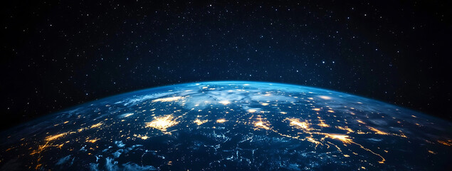 Obraz premium Planet Earth in outer space, digital network connection technology background