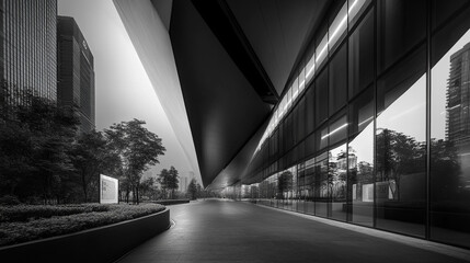 beautiful and luxury glass office building with modern construction,  modern interior architectural glass building, abstract modern showcasing a vibrant cityscape with glass architecture.