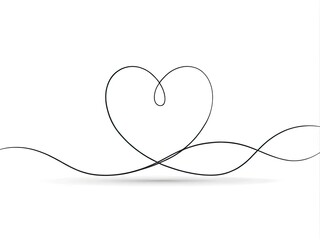 Simple Heart Line Art: Minimalist Heart Symbol, Editable Stroke, White Background, Love Graphic Design, Heart Shape Illustration