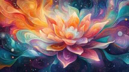 Cosmic Bloom: A Psychedelic Floral Tapestry