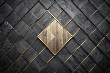 Black Anthracite Wood Texture: Minimalist Geometric Rhombus Herringbone Pattern Banner