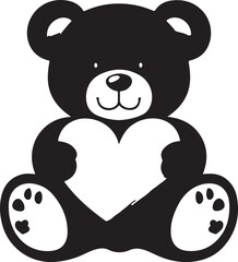 Obraz premium Black illustration of a teddy bear with a heart Ai Generated