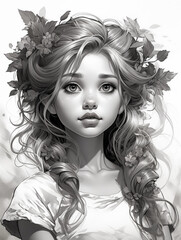 자연을 품은 소녀 스케치 A Girl Embracing Nature: Sketch