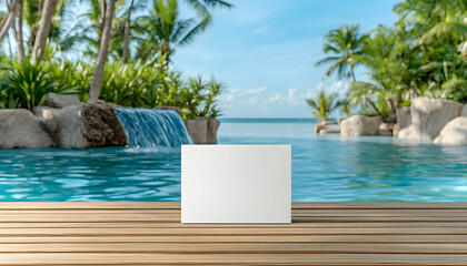 Blank Card Mockup Tropical Poolside Paradise.