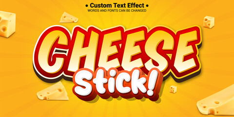Cheese stick food label cartoon text effect editable typography font style